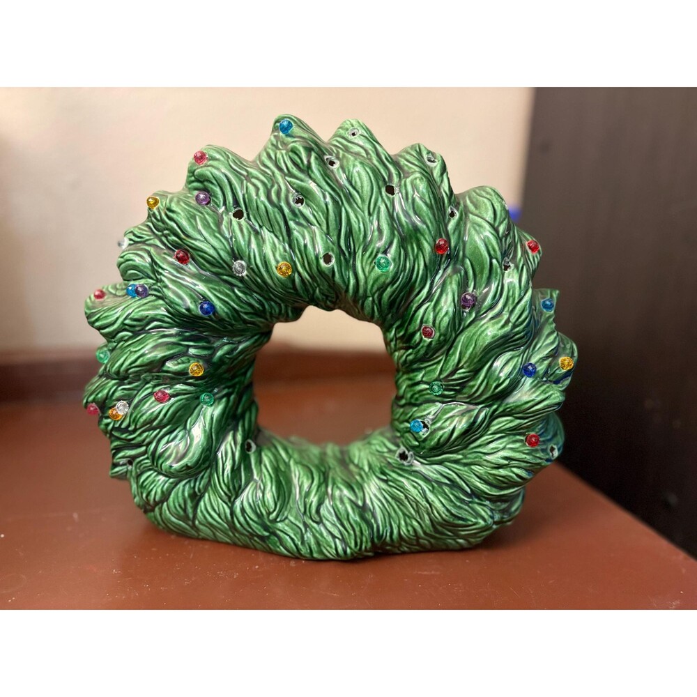 Vintage Ceramic Light-up Wreath multicolor "Lights NO BASE or LIGHT Lamp
